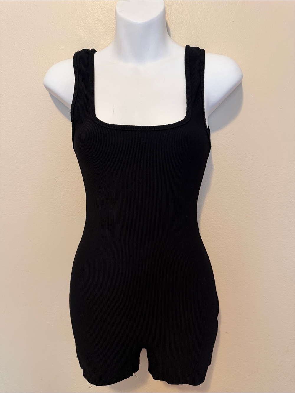 Edikted Black Ribbed Tank Romper